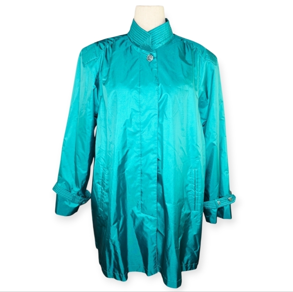 Chiango by Fleet Street Teal Vintage Rain Trench Coat Women’s 16